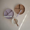 Siliconen baby lepels Mushie Ivory set van 2